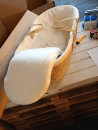 Clair de Lune Bio Mojžišov kôš z palmových listov s bambusovým matracom, 75x28 cm, prírodná krémová farba – bez detskej dečky (stav: pozri 2. obrázok) 2