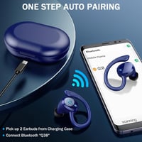 Rulefiss Bluetooth 5.3 sport fülhallgató, 48 órás akkuidő, kék, vízálló 5
