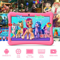 Tabletă pentru copii EagleSoar 10 inchi Android 13 - 3GB RAM 32GB Stocare, Control Parental, 6000 mAh, GPS, Cameră Duală, Husă de protecție, pentru copii de 3-12 ani, Roz 2