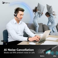 Earbay Bluetooth Headset Mikrofonnal és Zajszűréssel, USB Dongle és Töltőállomás, Vezeték Nélküli Fejhallgató Számítógép Telefon Iroda 4