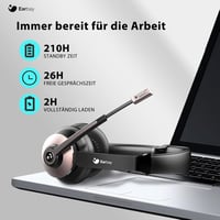 Earbay Bluetooth Headset Mikrofonnal és Zajszűréssel, USB Dongle és Töltőállomás, Vezeték Nélküli Fejhallgató Számítógép Telefon Iroda 2