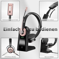 Earbay Bluetooth Headset Mikrofonnal és Zajszűréssel, USB Dongle és Töltőállomás, Vezeték Nélküli Fejhallgató Számítógép Telefon Iroda 7
