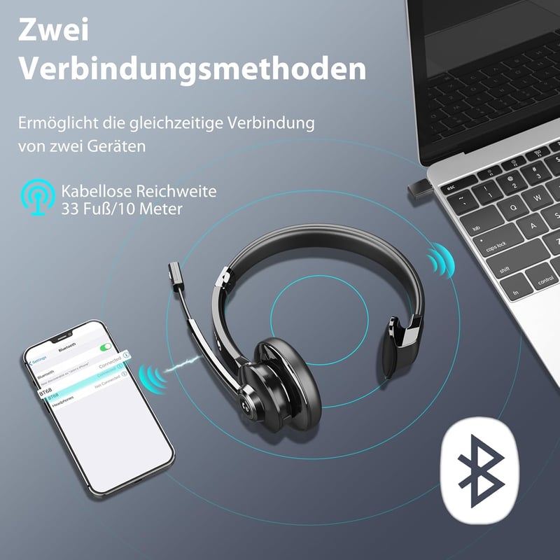 Earbay Bluetooth Headset Mikrofonnal, USB Adapterrel és Töltőállomással
