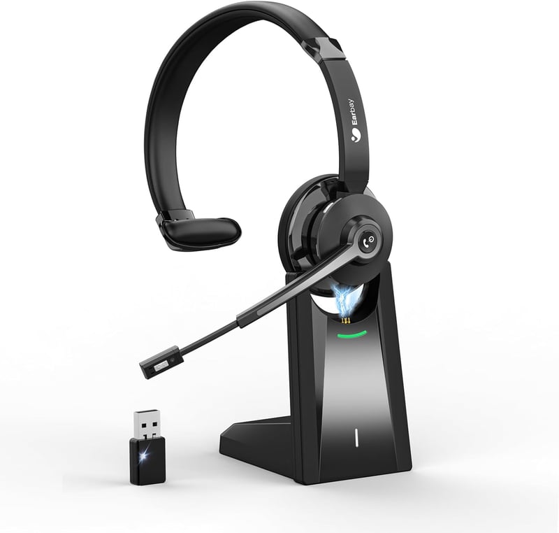 Earbay Bluetooth Headset Mikrofonnal, USB Adapterrel és Töltőállomással