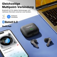 Bluetooth slúchadlá EarFun Air Pro 4+ s potlačením hluku, hybridným meničom, Hi-Res Audio, aptX Lossless, LDAC, 54-hodinovou výdržou batérie, IP55, Bluetooth 6.0 8