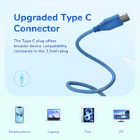 Detské slúchadlá EarFun s USB-C káblom, obmedzením hlasitosti, modré 3