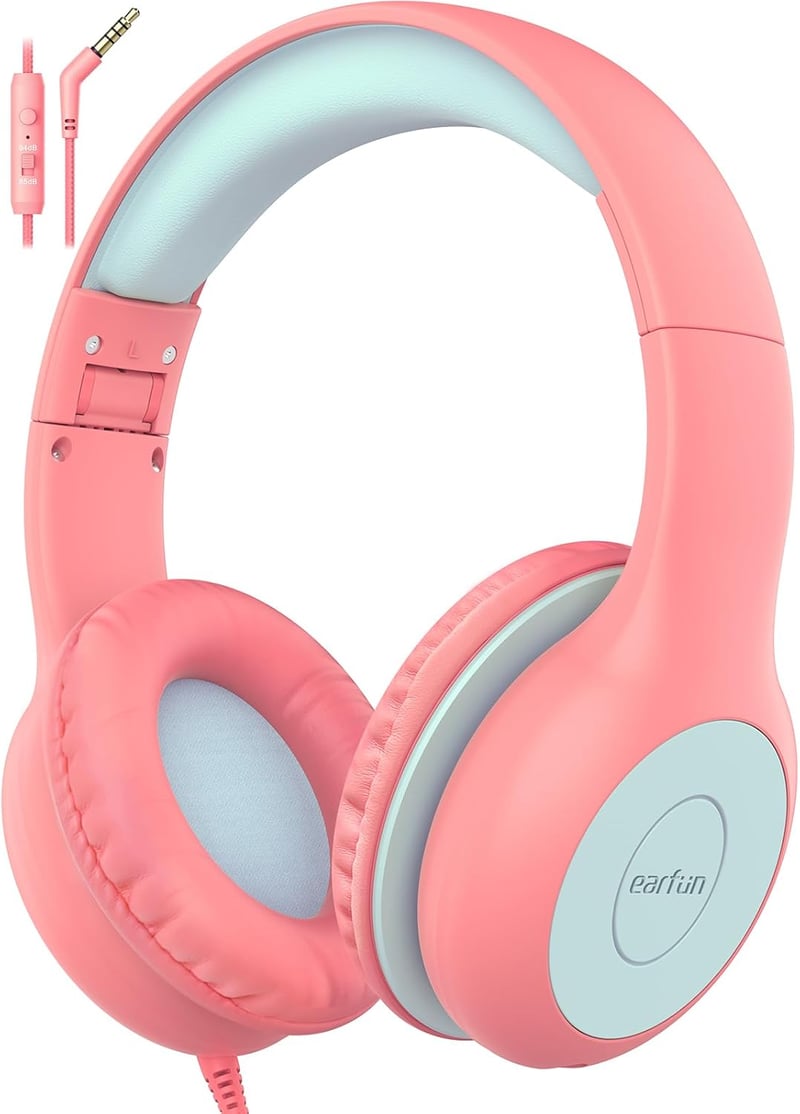 EarFun K1 gyerek fejhallgató vezetékes, hangerő-limitáló (85/94 dB) - rózsaszín