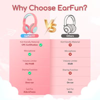EarFun K1 gyerek fejhallgató vezetékes, hangerő-limitáló (85/94 dB) - rózsaszín 4