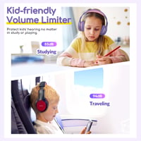 Căști cu fir pentru copii EarFun cu microfon, limitator de volum 85/94 dB, jack 3,5 mm, mov-roz 5