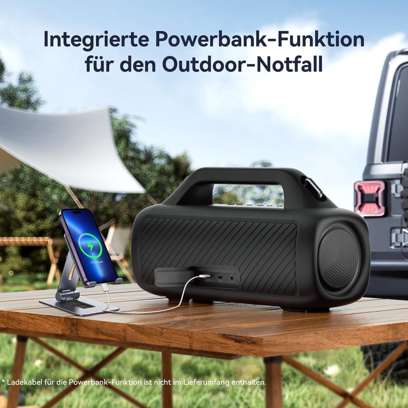 EarFun Uboom X 80W Bluetooth hangszóró, IP67 vízálló, 30 órás akkumulátor, RGB LED