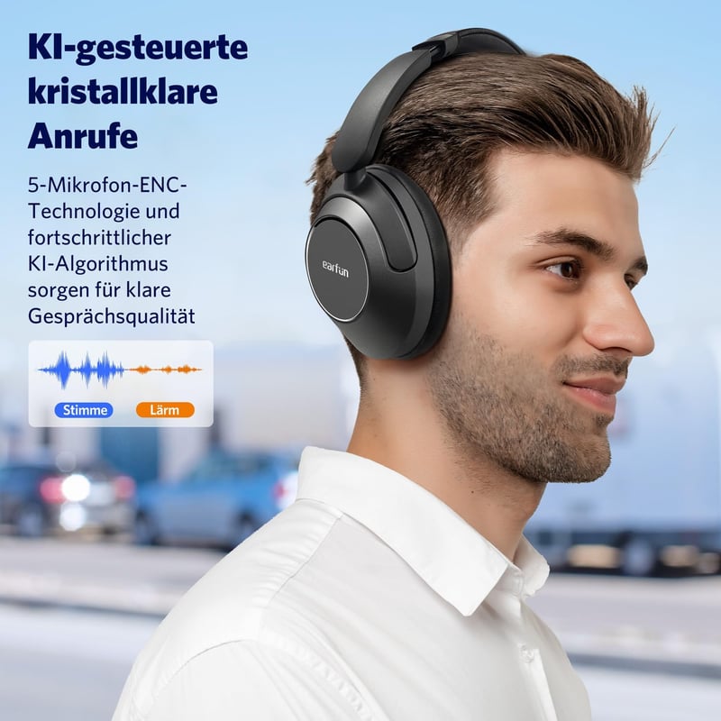 EarFun Wave Pro vezeték nélküli fejhallgató aktív zajszűréssel, 80 órás akkumulátor
