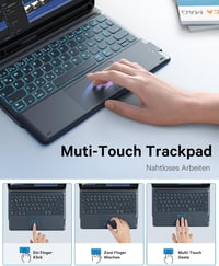 Earto iPad Air 11 Tok Billentyűzettel, 7 Szín Háttérvilágítás, QWERTY Touchpad, Fekete 6