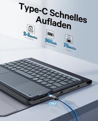 Earto iPad Air 11 Tok Billentyűzettel, 7 Szín Háttérvilágítás, QWERTY Touchpad, Fekete 7