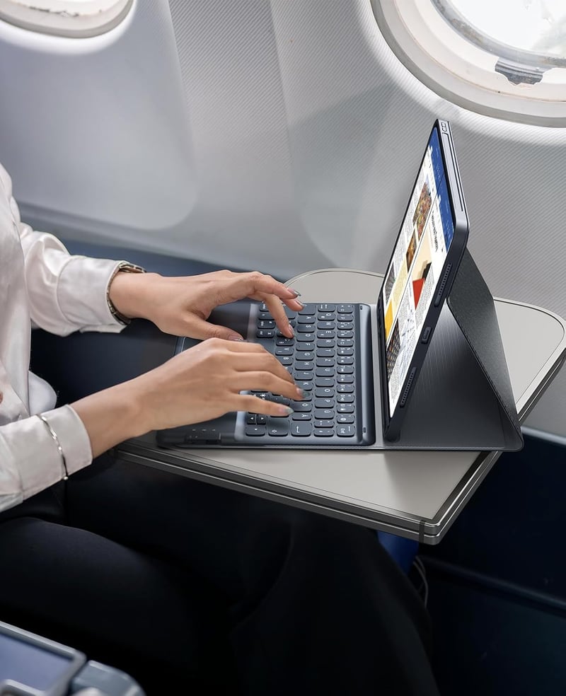 Earto iPad Air 11 Tok Billentyűzettel, 7 Szín Háttérvilágítás, QWERTY Touchpad, Fekete