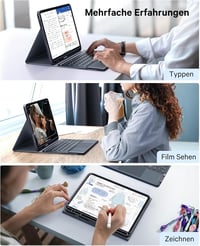 Earto iPad Air 11 Tok Billentyűzettel, 7 Szín Háttérvilágítás, QWERTY Touchpad, Fekete 3