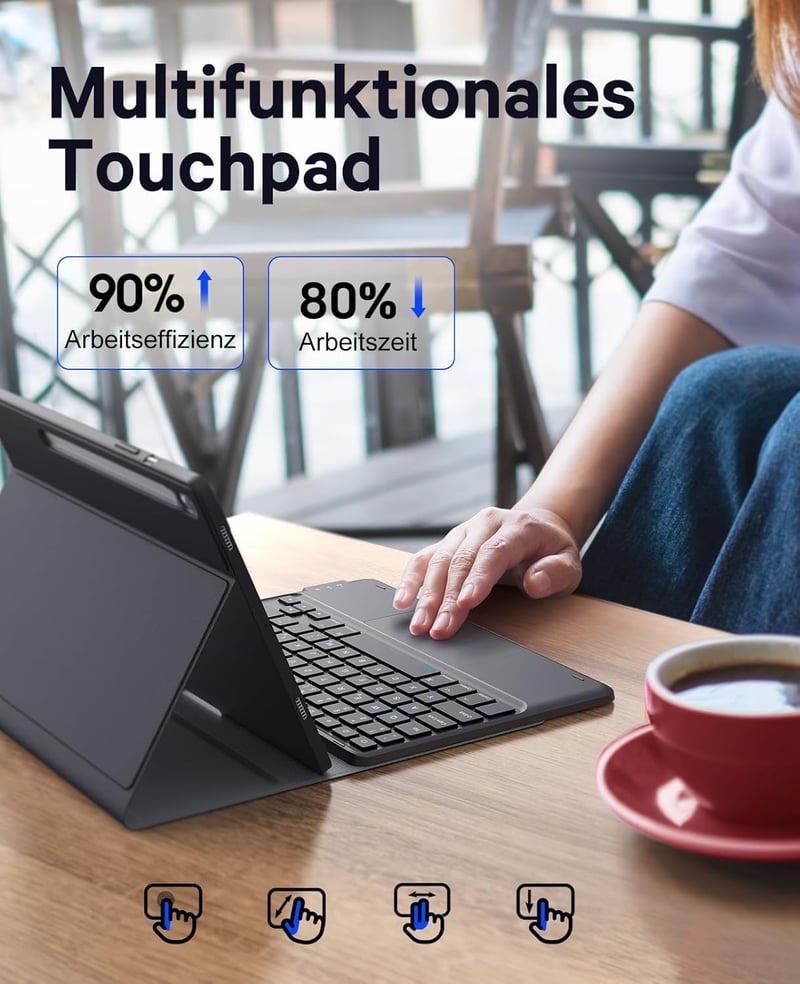 Earto Samsung Galaxy Tab S10 Lite/FE Mágneses Billentyűzet QWERTZ, S Pen Tartóval