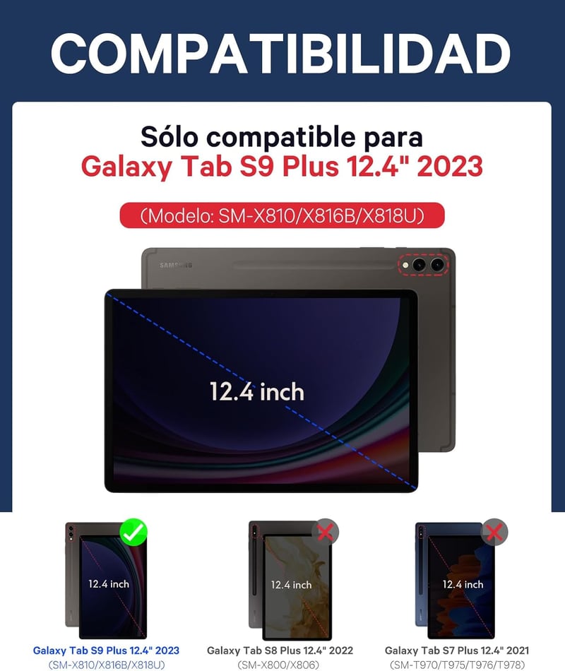 Earto Samsung Galaxy Tab S9 Plus 12.4" billentyűzet 7 szín háttérvilágítás touchpad