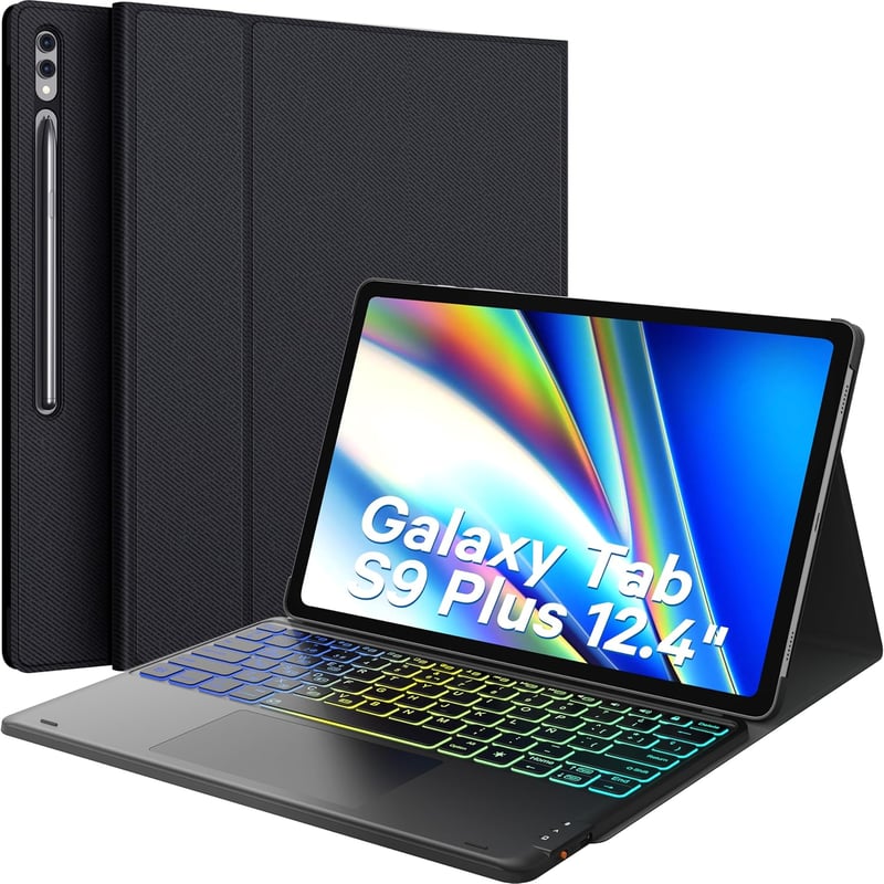 Earto Samsung Galaxy Tab S9 Plus 12.4" billentyűzet 7 szín háttérvilágítás touchpad