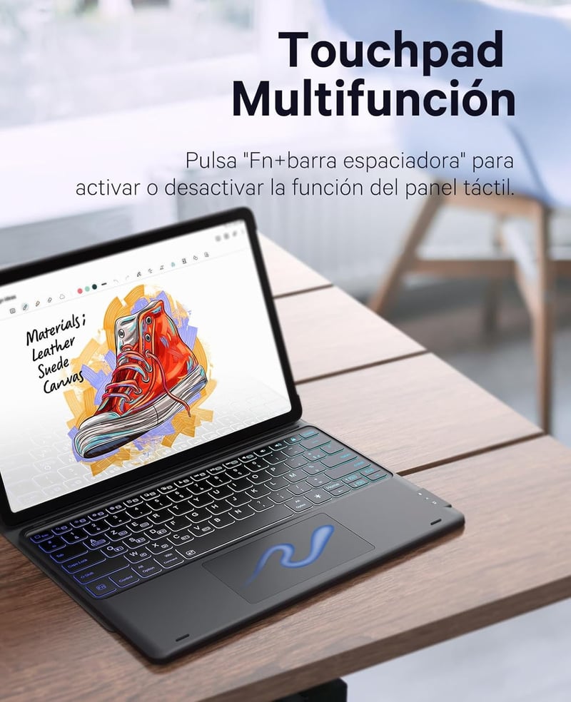 Earto Samsung Galaxy Tab S9 Plus 12.4" billentyűzet 7 szín háttérvilágítás touchpad