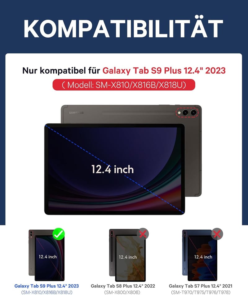 Earto Samsung Galaxy Tab S9 Plus Billentyűzetes Tok 12.4" - Érintőpaddal, 3-Zónás RGB Háttérvilágítással, S Pen Tartóval, Német QWERTZ Kiosz