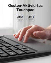 Earto Samsung Tab A8 Billentyűzetes Tok - Érintőpados, Ultravékony, Mágneses, USB-C Tölthető Billentyűzet 10.5" (2021) Tablethez, SM-X200/X2 3