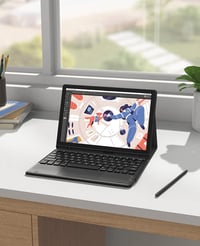 Earto Samsung Tab A8 Billentyűzetes Tok - Érintőpados, Ultravékony, Mágneses, USB-C Tölthető Billentyűzet 10.5" (2021) Tablethez, SM-X200/X2 7
