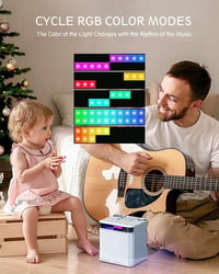 EASJOY hordozható Bluetooth karaoke hangszóró 2 vezeték nélküli mikrofonnal, LED fénnyel 6