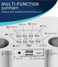 EASJOY hordozható Bluetooth karaoke hangszóró 2 vezeték nélküli mikrofonnal, LED fénnyel 2