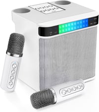 EASJOY hordozható Bluetooth karaoke hangszóró 2 vezeték nélküli mikrofonnal, LED fénnyel 1