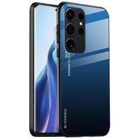 EASSGU kryt na Samsung Galaxy S25 Ultra (6,8"), sklenený zadný kryt s farebným prechodom, nárazuvzdorné puzdro odolné voči poškriabaniu – modro-čierne 1