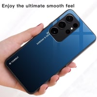 EASSGU kryt na Samsung Galaxy S25 Ultra (6,8"), sklenený zadný kryt s farebným prechodom, nárazuvzdorné puzdro odolné voči poškriabaniu – modro-čierne 2