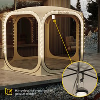 Vyskakovací stanový pavilón East Oak 3x3 m, pre 4-6 osôb, UPF 50+ UV ochrana, sieťka proti hmyzu, 360° vetranie, vodoodolný, béžový, s prenosnou taškou 6