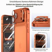Husă tip bumper din metal Eastcoo pentru iPhone 17 Pro (6,3 inchi) – Cadru din aluminiu, protecție individuală pentru lentile, folie de protecție pentru ecran din sticlă securizată HD, design cu cataramă tip hipocamp 3