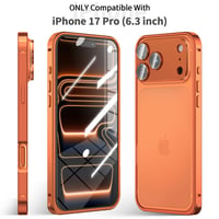 Husă tip bumper din metal Eastcoo pentru iPhone 17 Pro (6,3 inchi) – Cadru din aluminiu, protecție individuală pentru lentile, folie de protecție pentru ecran din sticlă securizată HD, design cu cataramă tip hipocamp 2