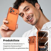 Husă tip bumper din metal Eastcoo pentru iPhone 17 Pro (6,3 inchi) – Cadru din aluminiu, protecție individuală pentru lentile, folie de protecție pentru ecran din sticlă securizată HD, design cu cataramă tip hipocamp 8