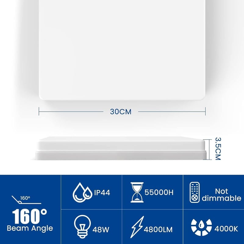 EASY EAGLE LED Mennyezeti Lámpa 48W 4800lm 30cm Fürdőszoba Nappali Konyha 2db