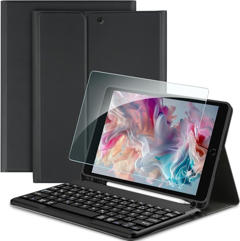 EasyAcc iPad 10.2" Billentyűzetes Tok QWERTZ Német Billentyűzettel, 7-9. Generáció