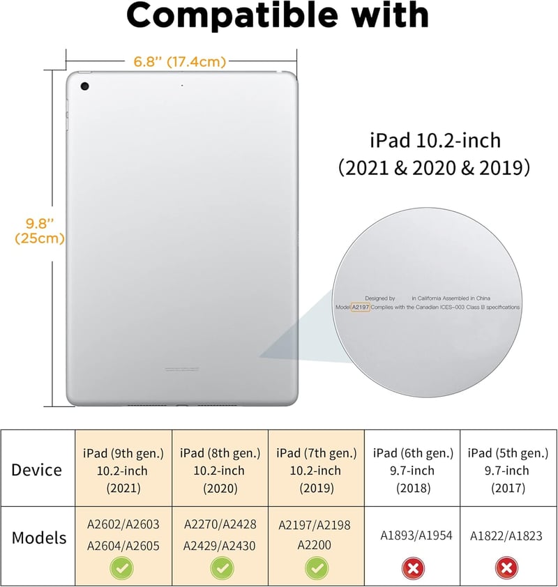 EasyAcc iPad 10.2" Billentyűzetes Tok QWERTZ Német Billentyűzettel, 7-9. Generáció