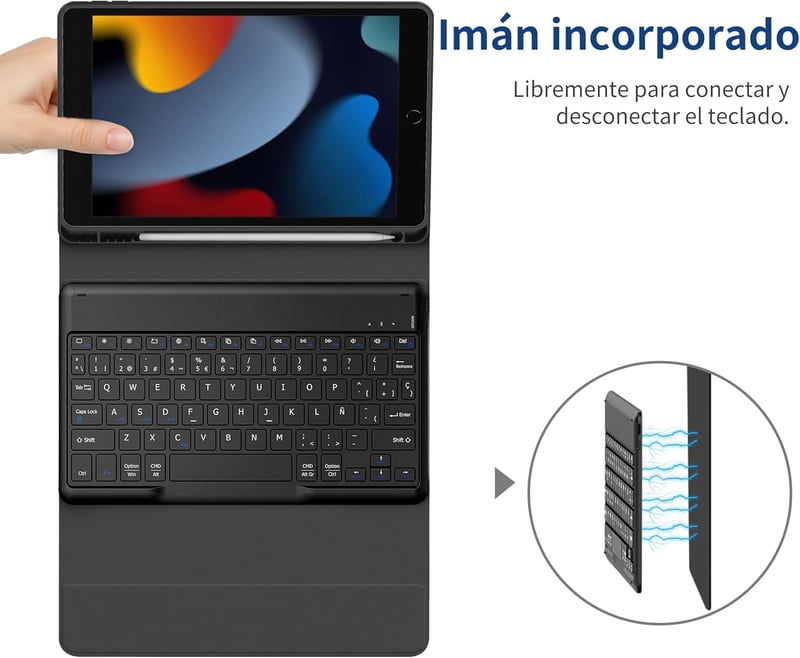 EasyAcc iPad 10.2 hüvely billentyűzettel 9./8./7. generáció fekete