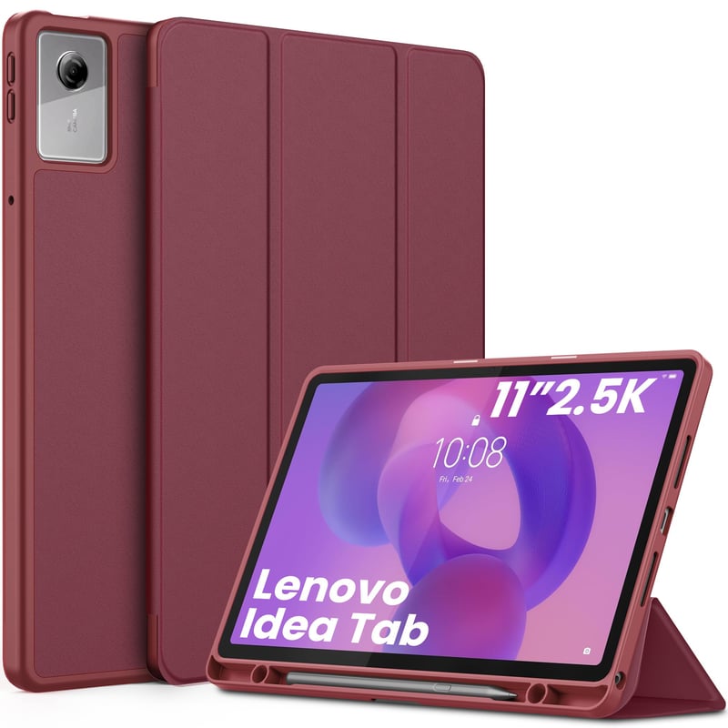 EasyAcc Lenovo IdeaTab 11" (2025) tablet tok tolltartóval, állvánnyal - burgundi