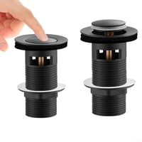 EasyByMall matná čierna umývadlová výpusť 66 mm, výsuvná (click-clack), so závitom M8, do kúpeľne alebo kuchynského drezu 6