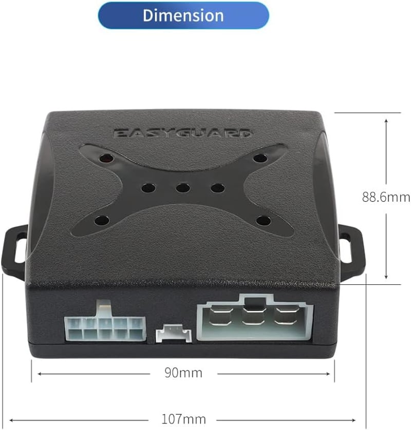 EASYGUARD PKE EC003-1 Passzív Kulcs Nélküli Autóriasztó Rendszer Nyomógombos Indítással és Távirányítóval 12V