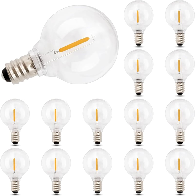 EASYIVY 15db G40 LED izzó kültéri 1W E12 meleg fehér 2200K IP44 vízálló