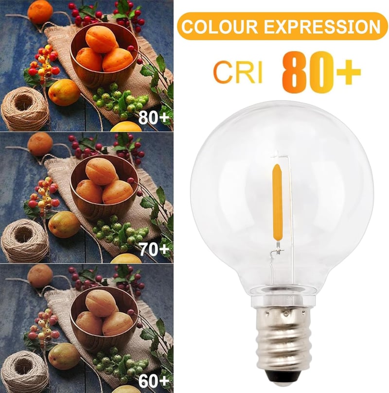 EASYIVY 15db G40 LED izzó kültéri 1W E12 meleg fehér 2200K IP44 vízálló
