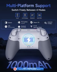 Bezdrôtový ovládač EasySMX X05 Pro pre PC – tiché tlačidlá, Hallove joysticky, 2-stupňové spúšte, 1000 mAh batéria, PC/Switch/Android/iOS, biely 3