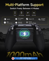 Bezdrôtový ovládač EasySMX X05 Pro pre PC, Hallov joystick, tiché tlačidlá, 2-stupňová spúšť, 1000 mAh batéria, PC/Switch/Android/iOS, čierny 3