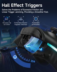 Bezdrôtový ovládač EasySMX X15 pre PC, joystick a spúšť s Hallovým efektom bez driftovania, Bluetooth gamepad kompatibilný s Windows, Android, Steam a Switch, 7 RGB LED, 1000 mAh 7