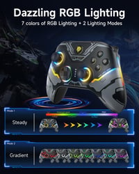 Bezdrôtový ovládač EasySMX X15 pre PC, joystick a spúšť s Hallovým efektom bez driftovania, Bluetooth gamepad kompatibilný s Windows, Android, Steam a Switch, 7 RGB LED, 1000 mAh 2