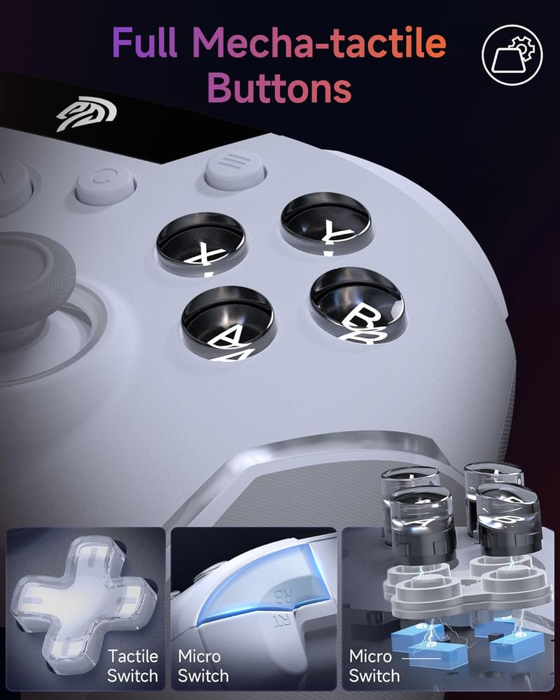 EasySMX X20 Wireless Controller PC RGB Bluetooth Joystick fehér