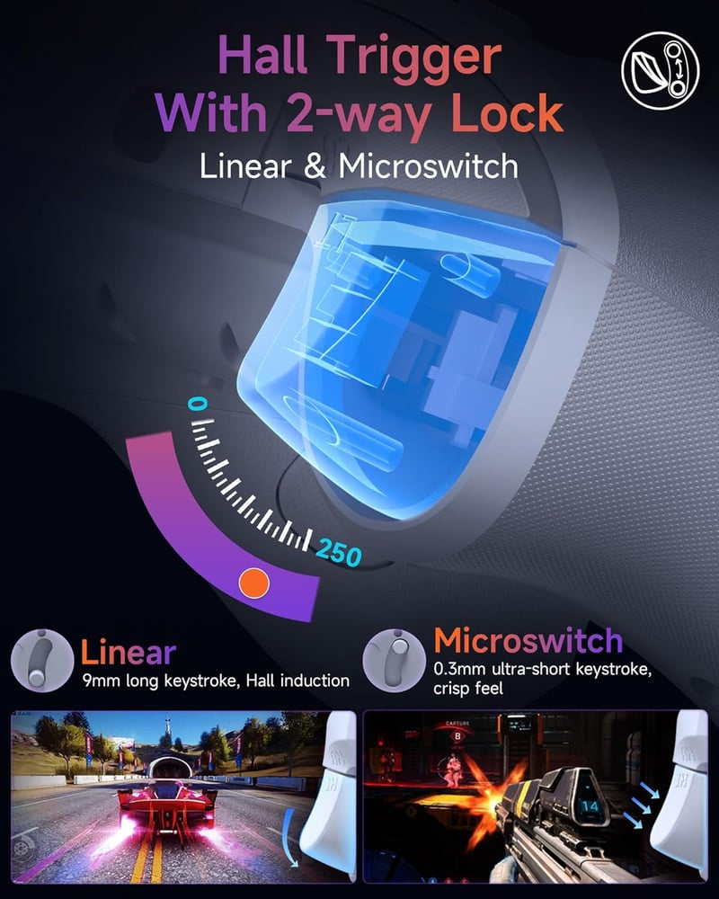EasySMX X20 Wireless Controller PC RGB Bluetooth Joystick fehér